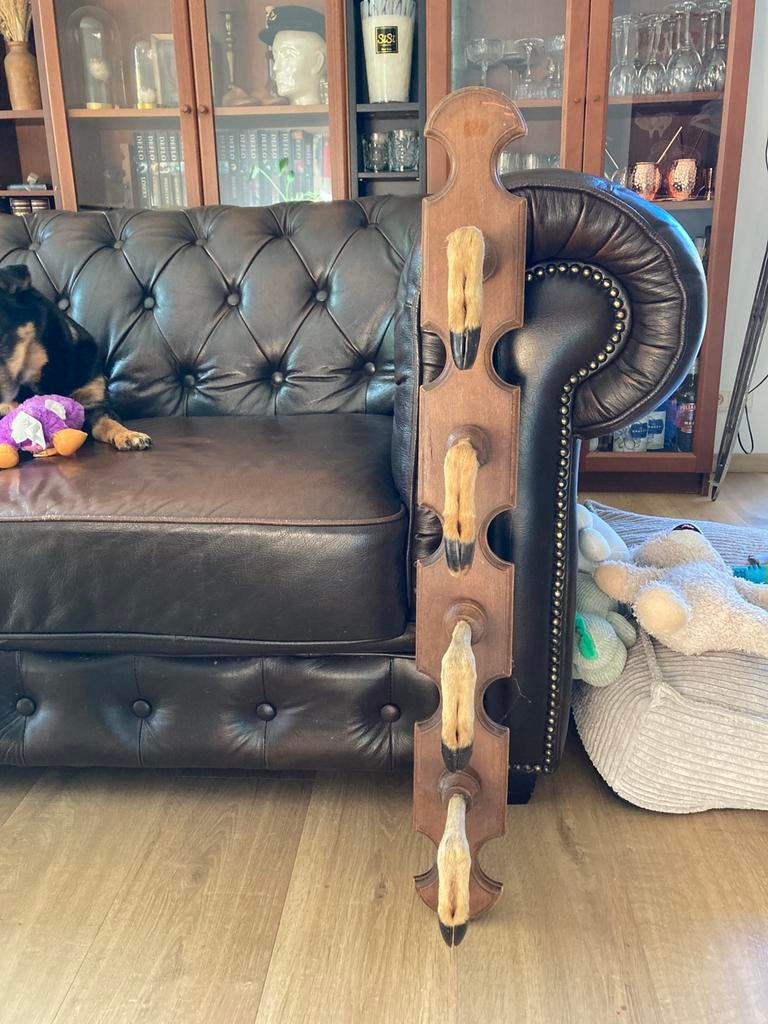 Antiek vintage houten kapstop met hertenpoten - Jacht, Ophalen of Verzenden