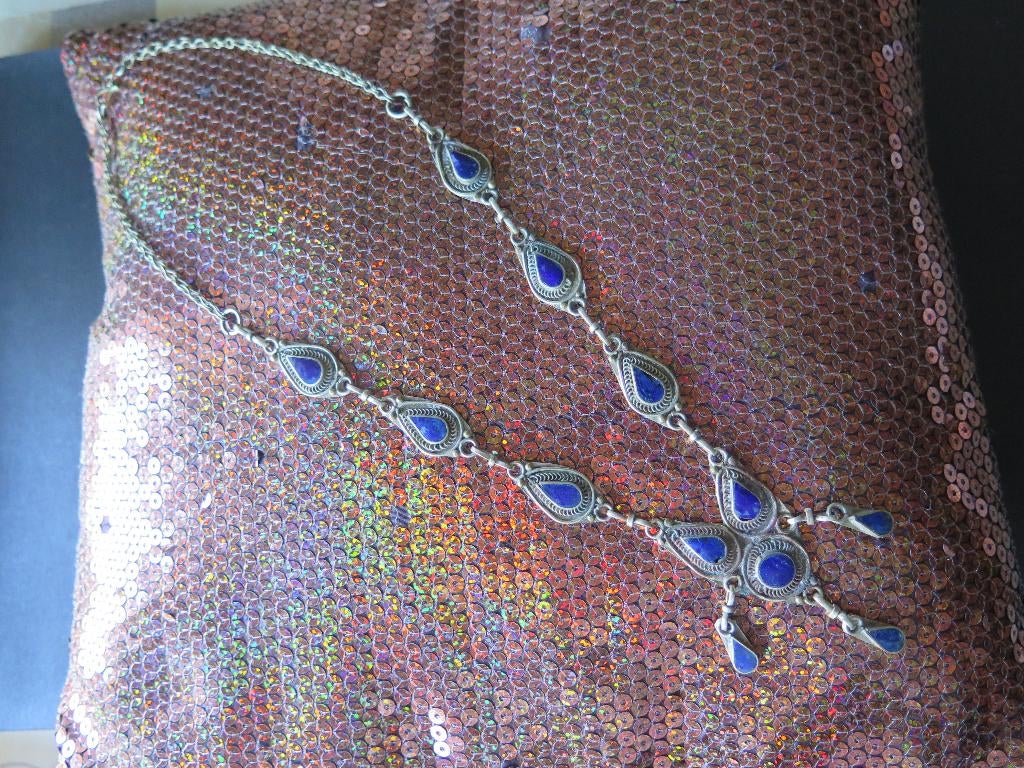 collier lapis lazuli, Pierre ou Minéral, Enlèvement ou Envoi, Utilisé, Avec pierre précieuse