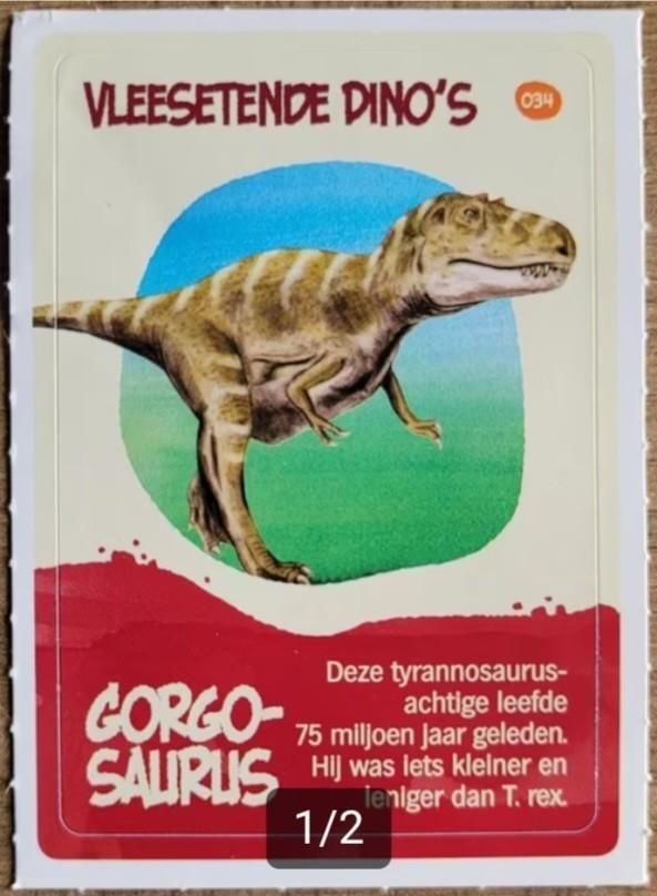 Sticker: Gorgosaurus (dino-stickerreeks Albert Heijn), Ophalen of Verzenden, Zo goed als nieuw, Dier en Natuur