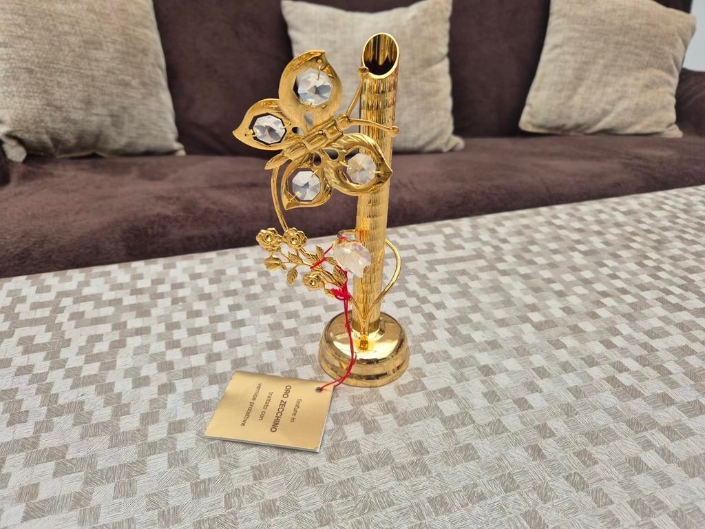 Vintage 24k vergulde vlinder decoratie met Swarovski crystal, Ophalen of Verzenden