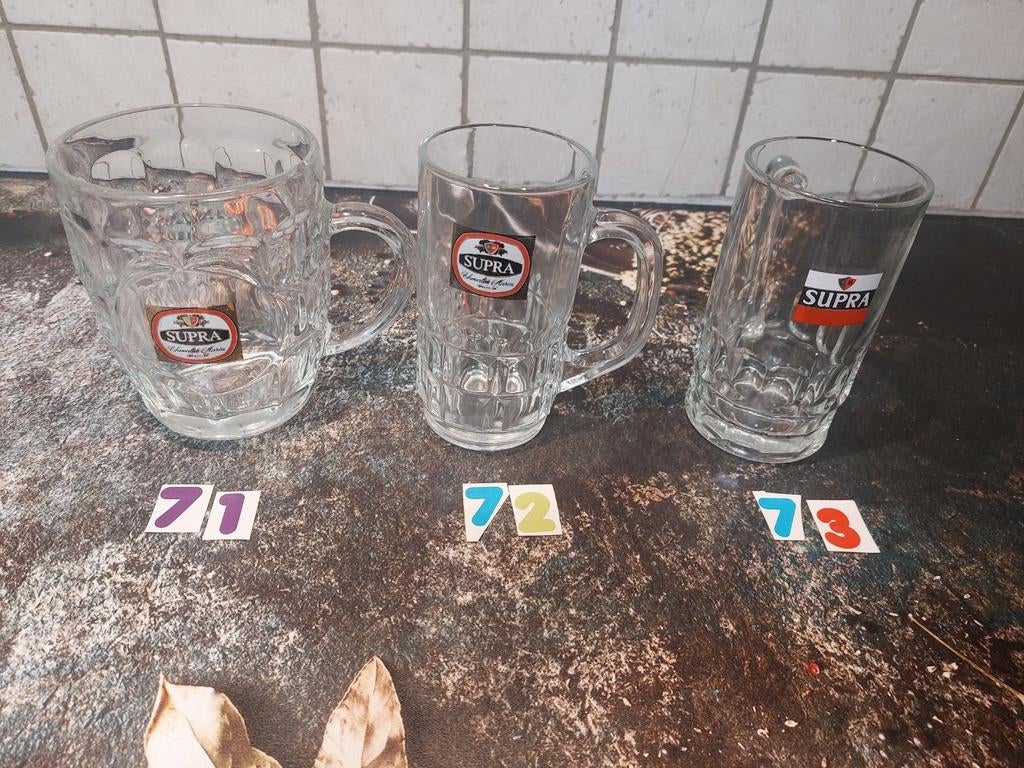 Supra glazen bierpullen, Verzamelen, Ophalen of Verzenden, Zo goed als nieuw, Bierglas