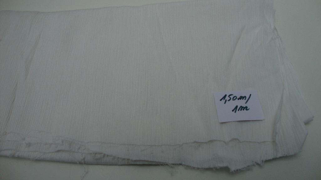 1​,​50m​/​1m de large Tissu crépon uni blanc cassé., Enlèvement ou Envoi, Comme neuf, Autres matériaux, Blanc