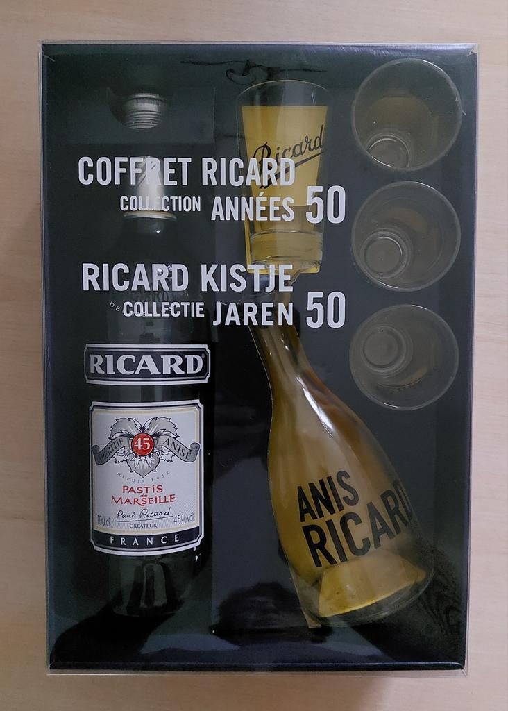 anis Ricard collectie jaren 50, fles 1L+  karaf + 4 glazen, Enlèvement ou Envoi, Neuf, Ustensile
