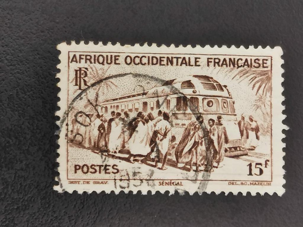 Afrique occidentale française 1947 - train (autorail), Dakar, Enlèvement ou Envoi, Autres pays, Affranchi