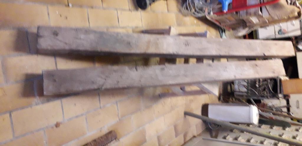 2 Anciennes poutres en chêne, 50 mm ou plus, Moins de 200 cm, Chêne, Enlèvement