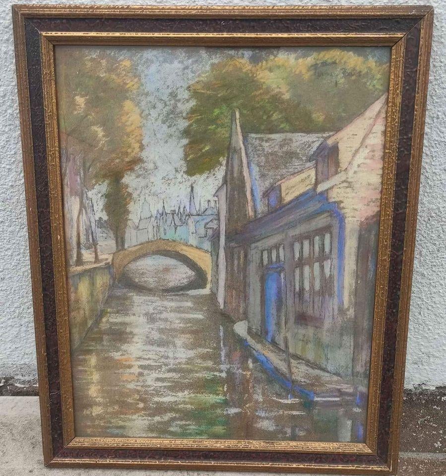pastel bruges signe firmin baes, Enlèvement ou Envoi
