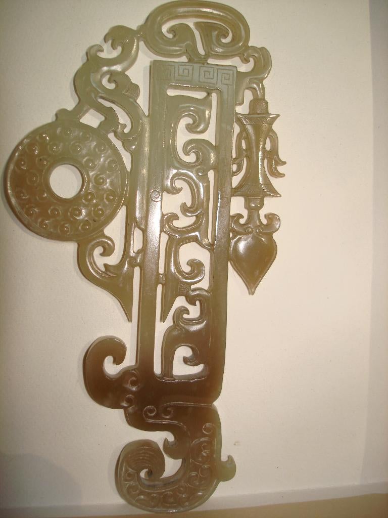Ancient CHINESE jade pendant BI disc Feniks nephrite hanger, Antiek en Kunst, Ophalen of Verzenden
