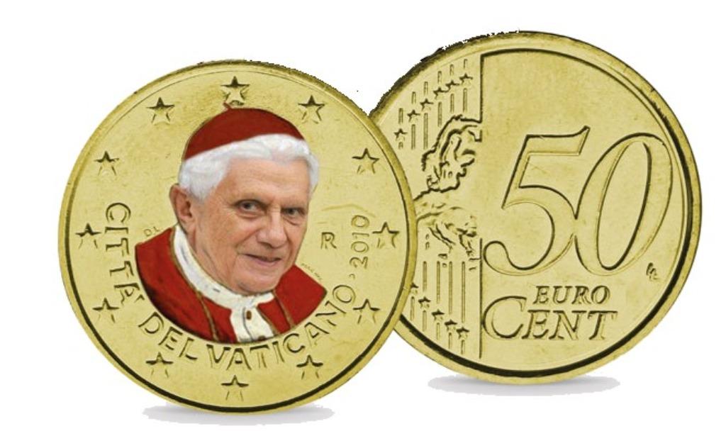 50 cent Vaticaan Benedictus XVI (in kleur), Verzamelen, Ophalen of Verzenden, Nieuw, Overige typen, Christendom | Katholiek