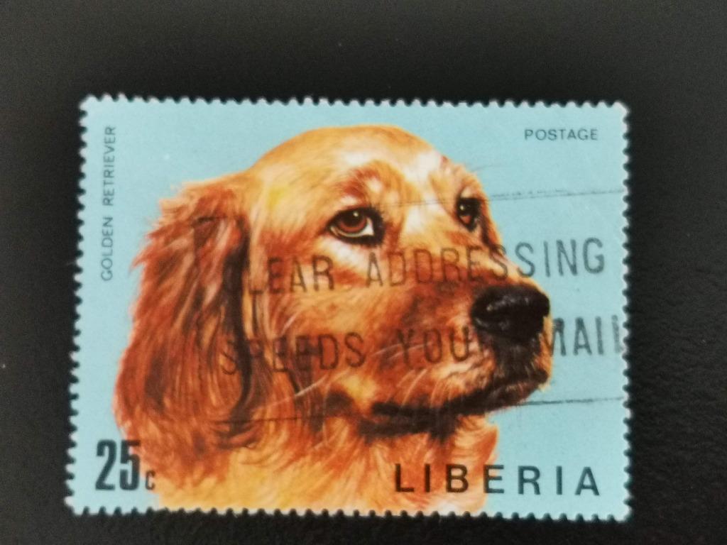 Liberia 1974 - honden - golden retriever, Ophalen of Verzenden, Overige landen, Gestempeld