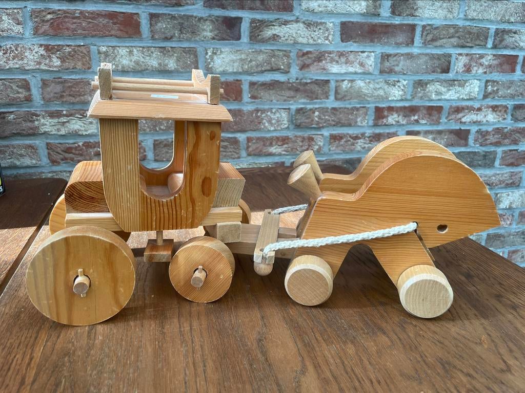 Houten paard met koets, Ophalen of Verzenden, Gebruikt