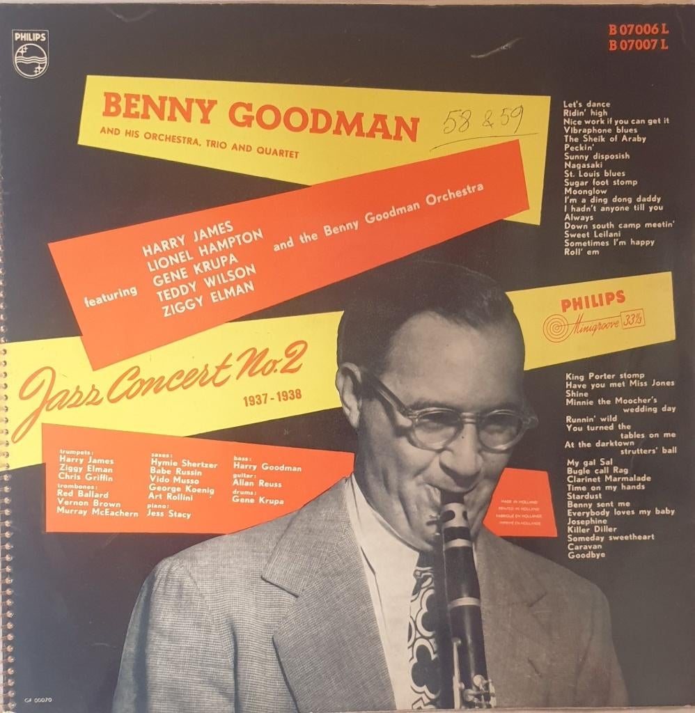 Benny Goodman - Jazz concert no. 2 1937-1938 2 LP, CD & DVD, Vinyles | Jazz & Blues, 12 pouces, Enlèvement ou Envoi, Avant 1940