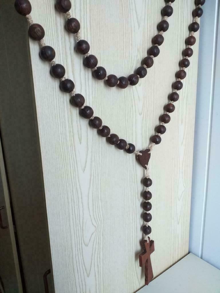 Grote houten rozenkrans vintage, Ophalen, Zo goed als nieuw, Overige typen, Christendom | Katholiek