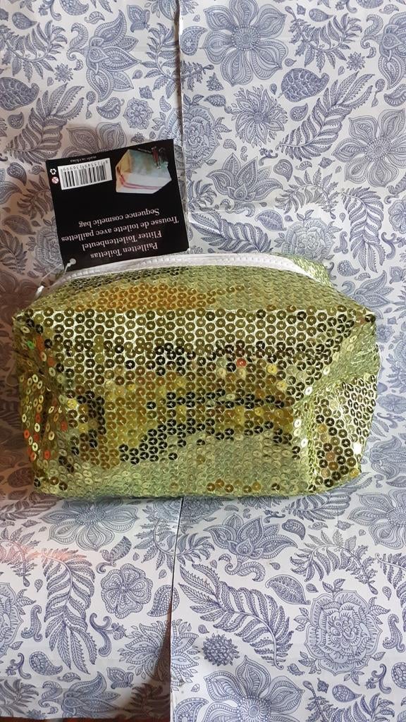 Trousse de toilette paillettes verte, Handtassen en Accessoires, Ophalen of Verzenden, Nieuw, Wit