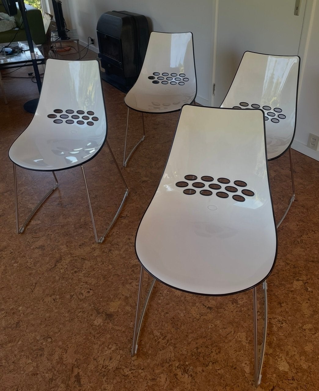 4x Calligaris ‘Jam’ stoelen italiaans design, Huis en Inrichting, Stoelen, Ophalen, Zo goed als nieuw, Wit