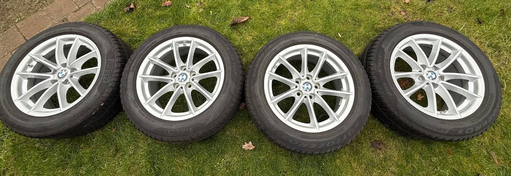 4 originele BMW-velgen (als nieuw) + winterbanden 225/55 R17, Pneus hiver, Véhicule de tourisme, 17 pouces, Enlèvement
