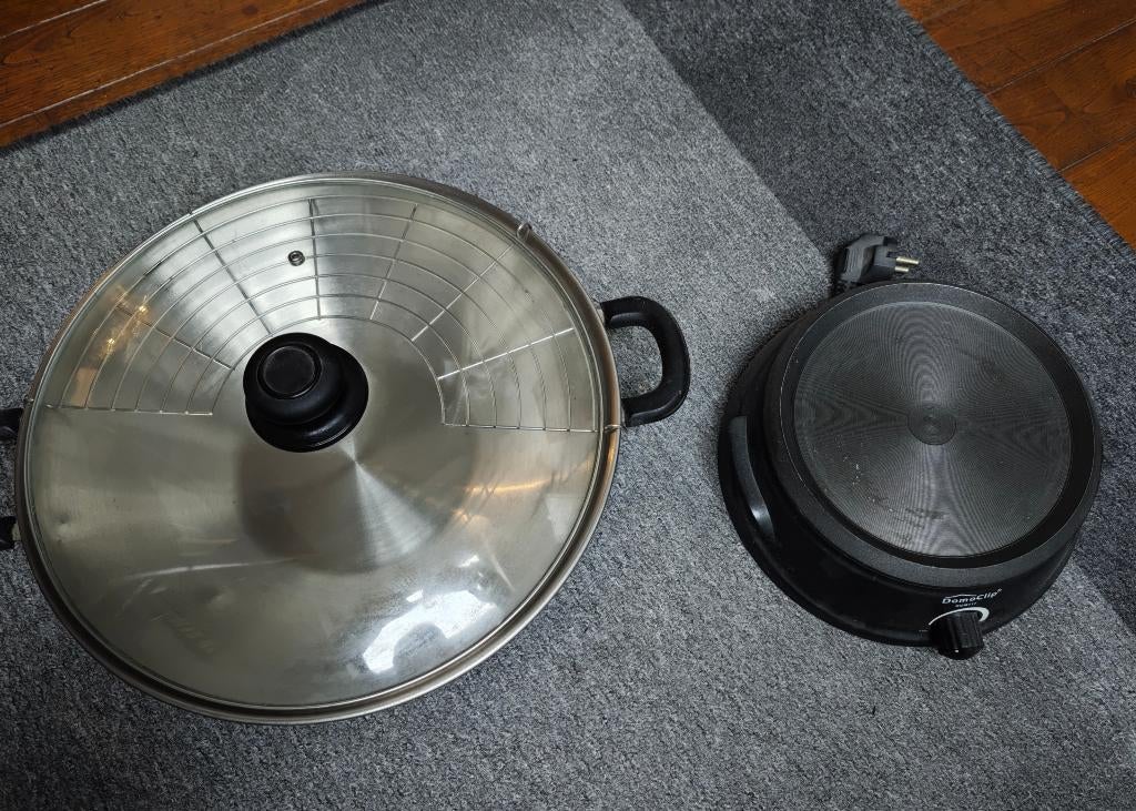 Wok électrique, Enlèvement, Comme neuf, Autres matériaux, Wok
