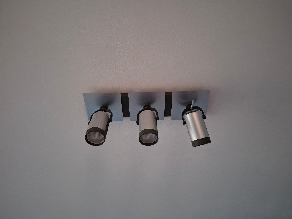 luminaire plafonnier avec 3 spots + ampoules, Enlèvement, Utilisé, Métal