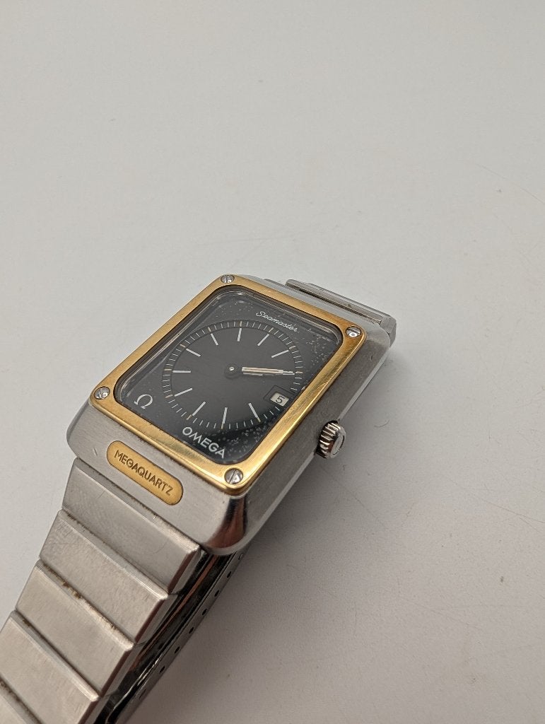 Vintage Omega Seamaster Megaquartz - Rechthoekig, Ophalen of Verzenden, Zo goed als nieuw, Omega
