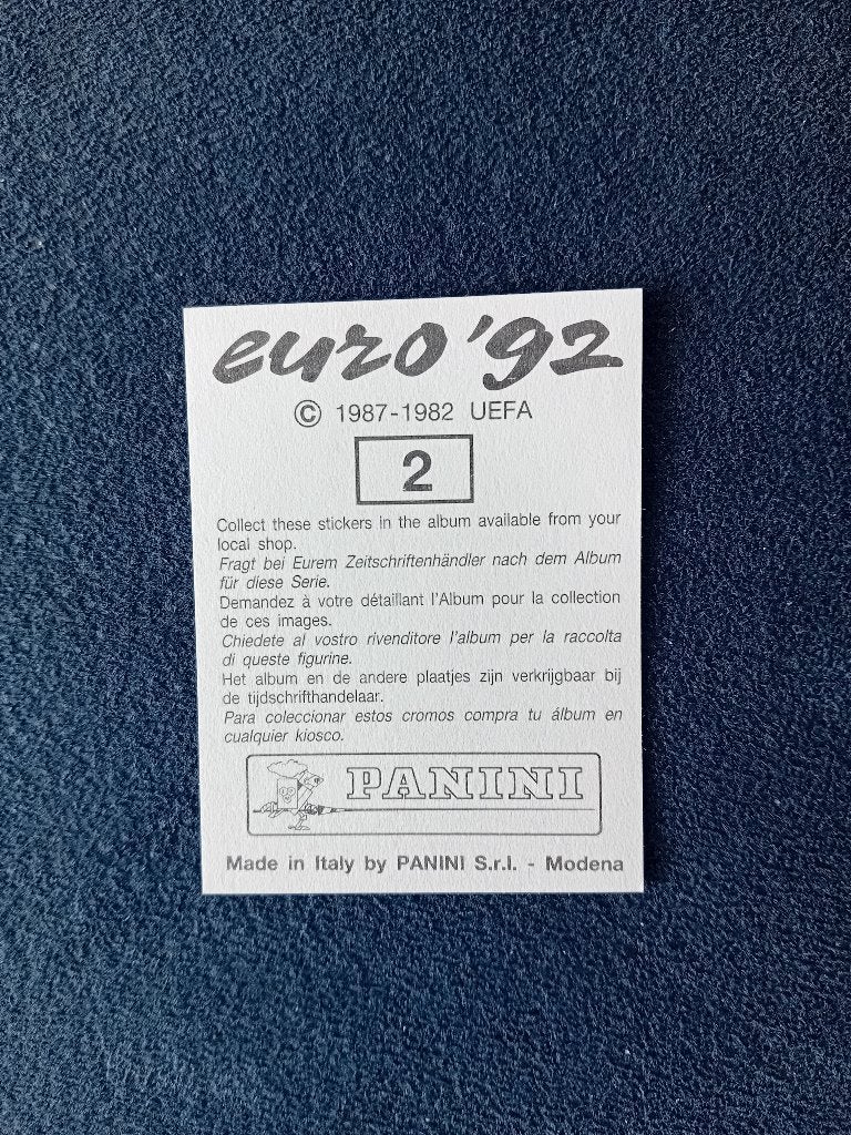 panini sticker EURO 92 nr 2, Collections, Enlèvement ou Envoi, Neuf, Sport