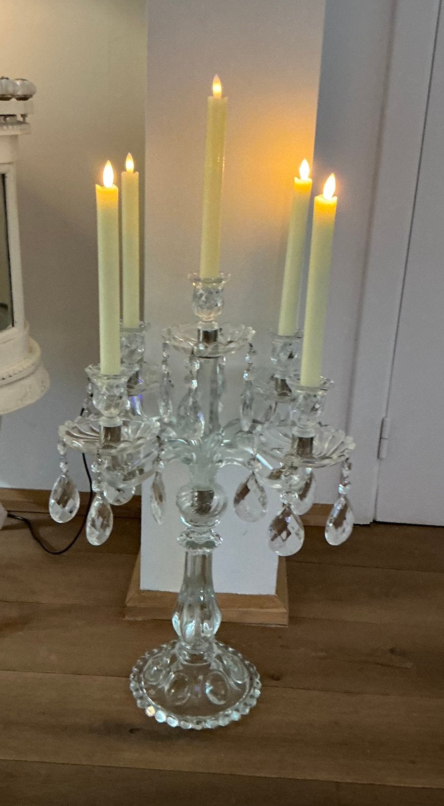 1 bougeoir Pompée, verre en cristal à 5 bras, parfait état, Antiquités & Art, Enlèvement