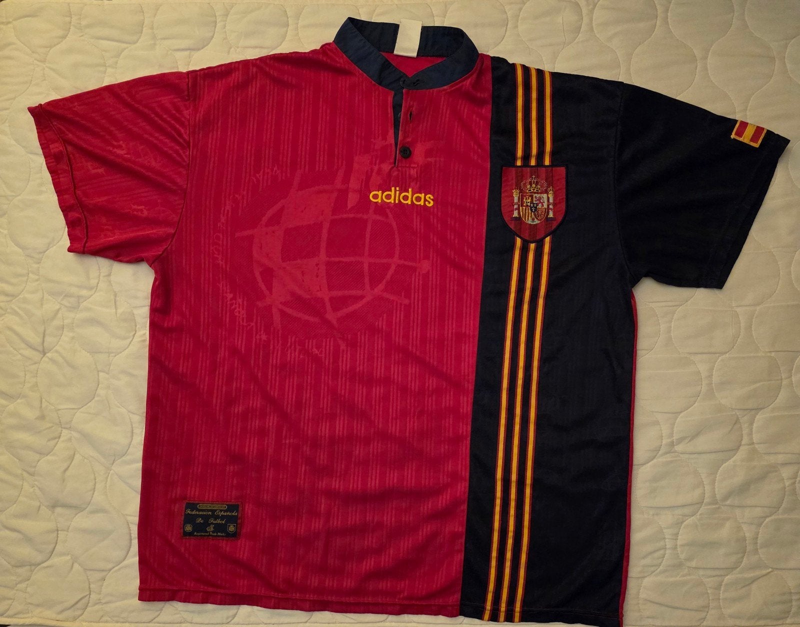 Maillot Espagne Domicile Vintage 1996/1998 - Original Adidas, Football, Enlèvement ou Envoi, Taille 56/58 (XL), Comme neuf