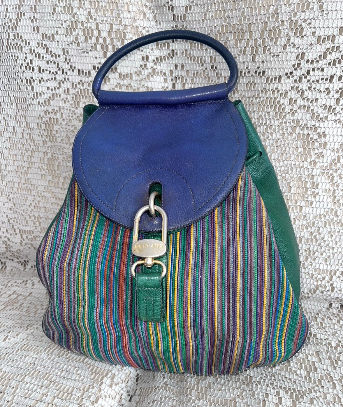 Sac à dos DELVAUX modèle Lucifer cuir tressé multicolore, Enlèvement ou Envoi, Comme neuf