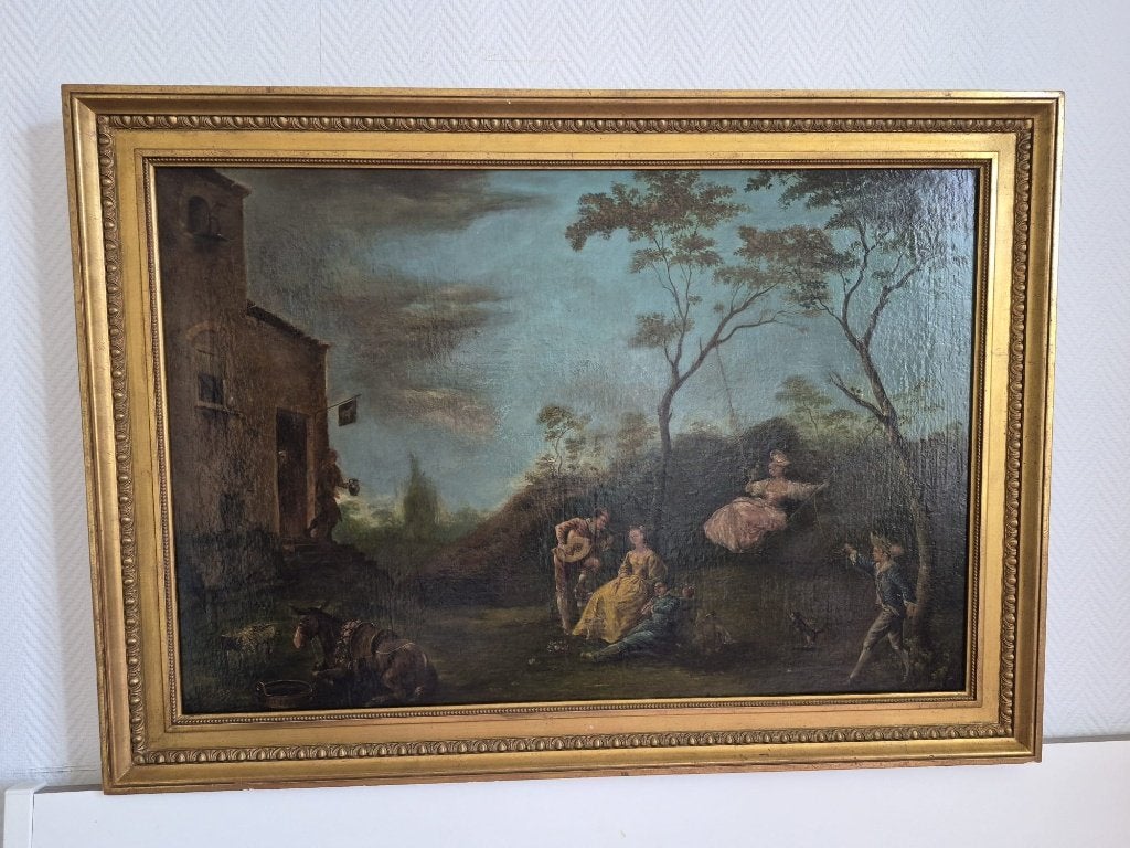 Antiek schilderij op op gedoubleerd doek, Ophalen, Doek, Dieren, Olieverf