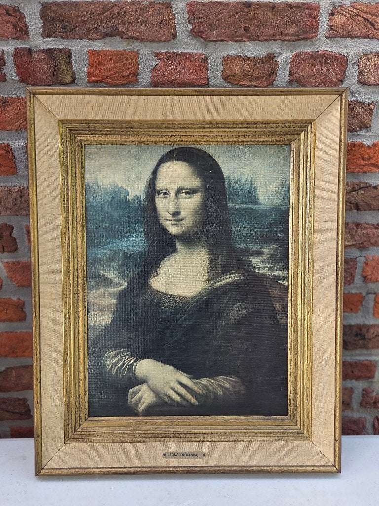 Mona Lisa – Leonardo da Vinci – klassieke goudkleurige kader, Antiek en Kunst, Ophalen, Vintage