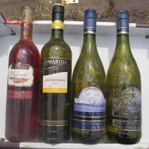 4 oude wijnen van Californie, Australie en Chili, Verzamelen, Wijnen, Ophalen of Verzenden, Vol, Witte wijn, Zo goed als nieuw