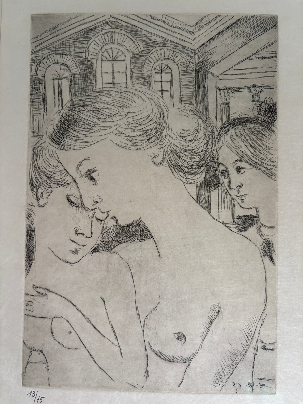 Paul Delvaux – “Confidence” (Japon) 1980, Ophalen, Ets, Gesigneerd