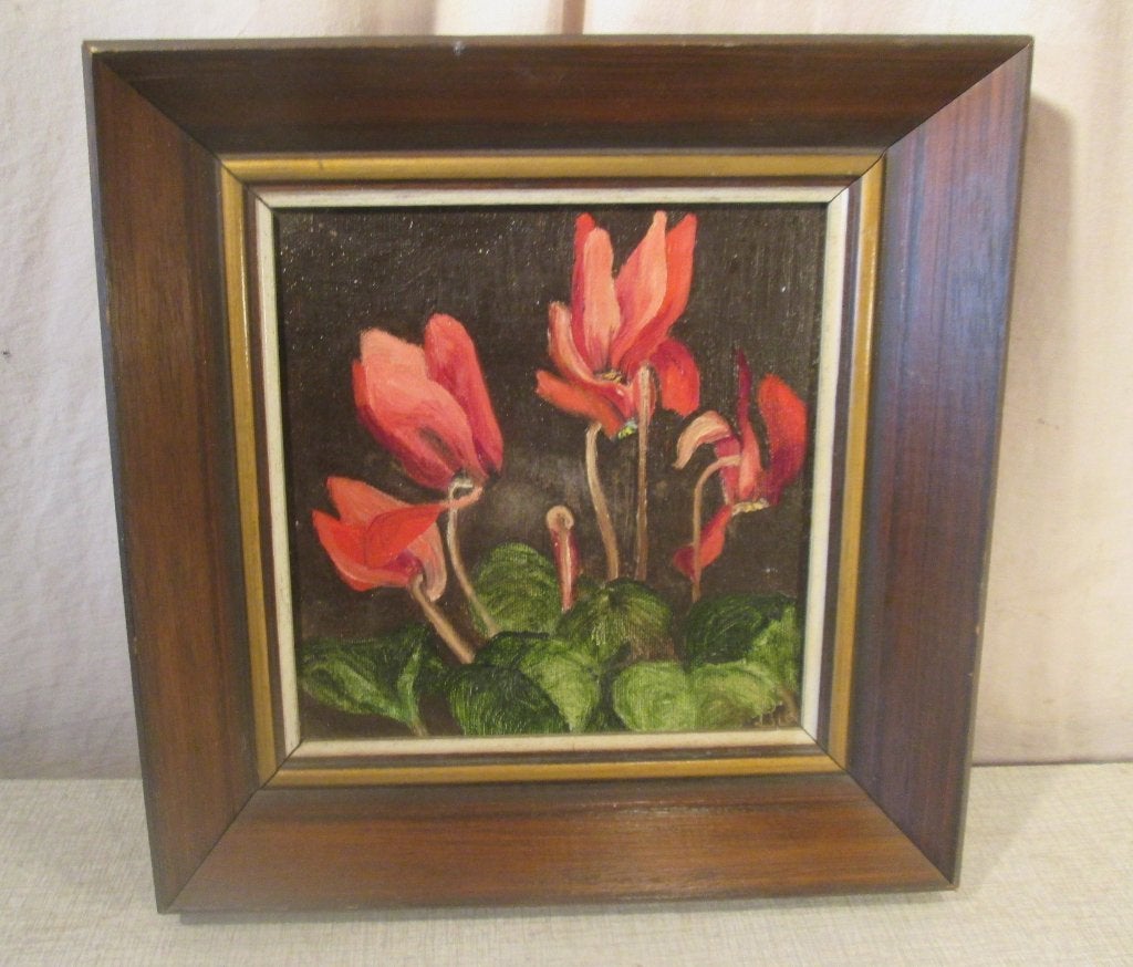 Mooi Geschilderd Werk 'Rode Bloemen' - gesigneerd, Antiquités & Art, Art | Peinture | Classique, Enlèvement ou Envoi, Toile, Fleurs