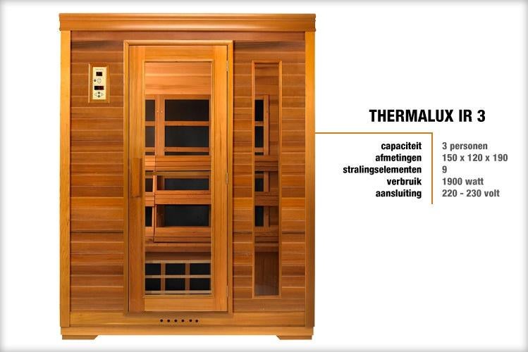 IR-sauna Thermolux voor 3 pers., Sports & Fitness, Sauna, Enlèvement, Comme neuf, Infrarouge, Sauna complet