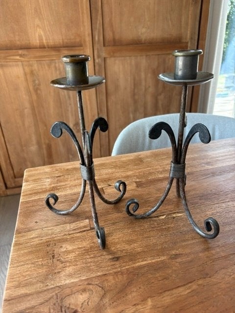 2 kandelaars vintage, Antiek en Kunst, Ophalen of Verzenden, Overige materialen
