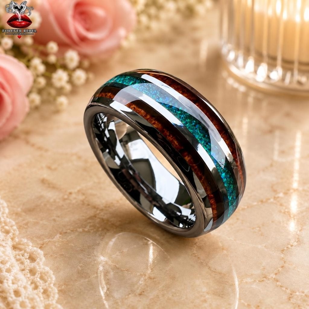 Trouwringen Wolfraam - Riven Night Glow Silver Diverse Maten, Handtassen en Accessoires, Overige materialen, Overige kleuren, Verzenden