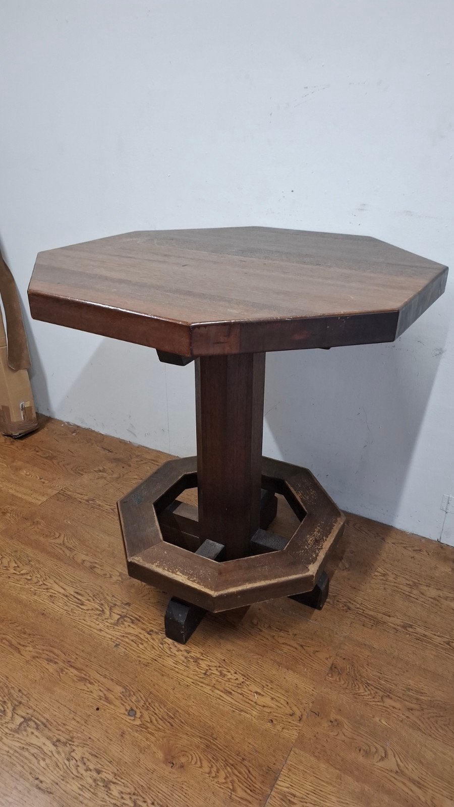 2 statafels massief hout 8-hoekig horeca cafe mancave UNIEK!, Ophalen of Verzenden, Gebruikt