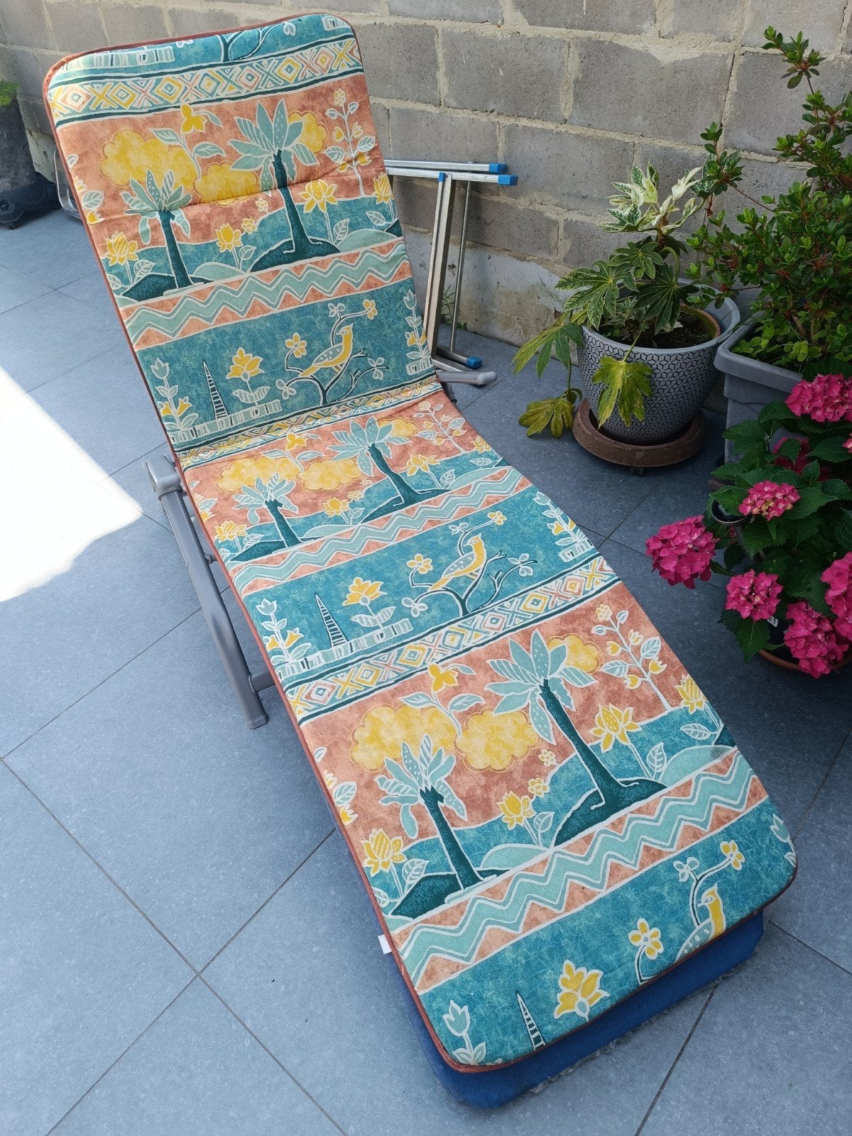 Chaise longue en tissu et aluminium avec matela., Enlèvement, Aluminium