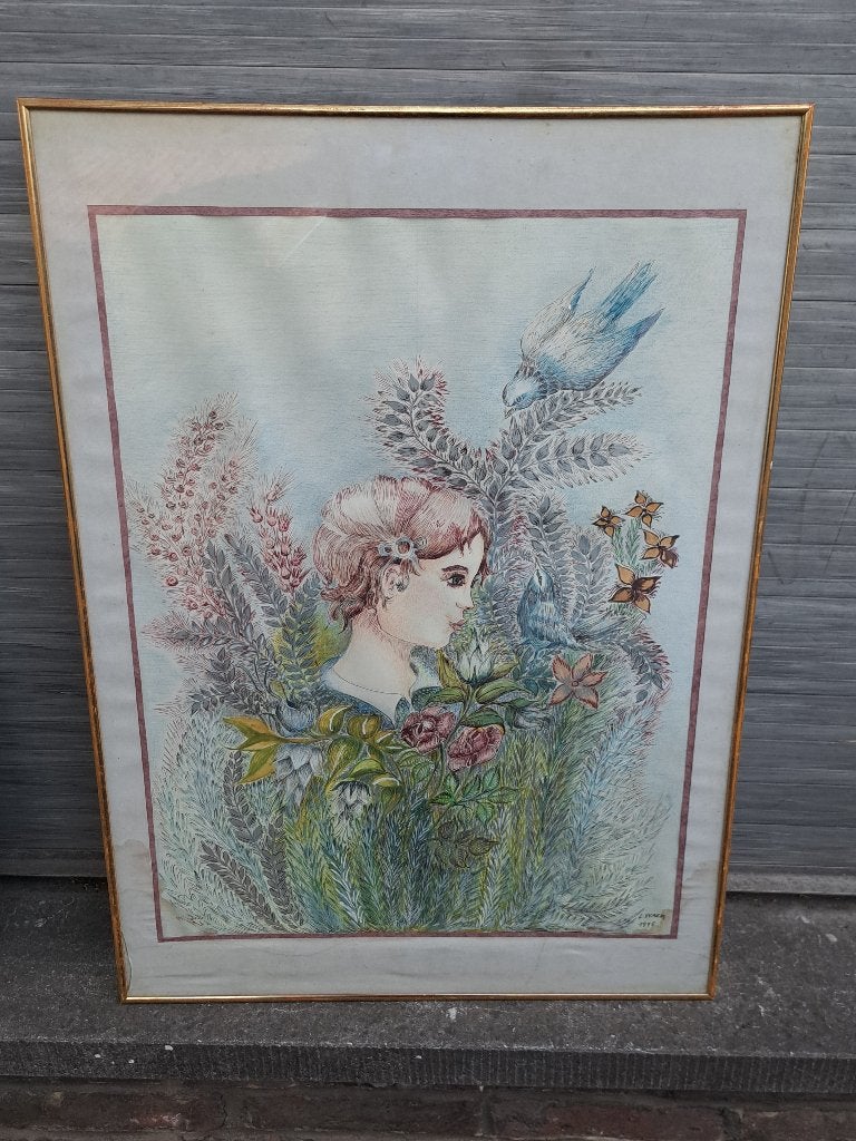dessin signe louis waem 1995, Antiquités & Art, Enlèvement ou Envoi, Dessin