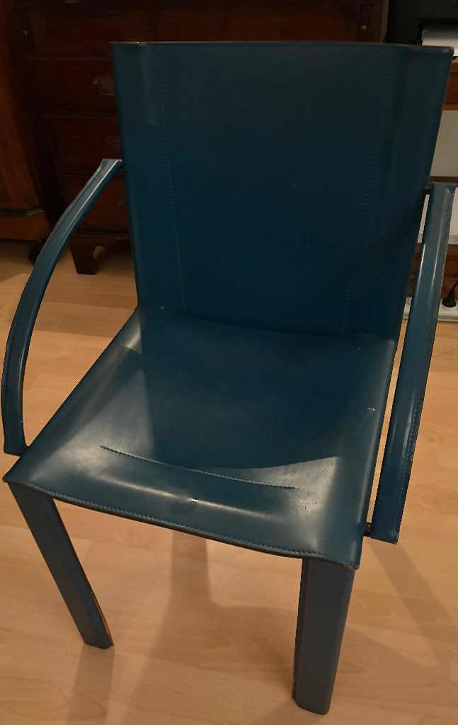 6 Chaises Coral Matteo Grassi Bleu Canard Bon etat, Enlèvement