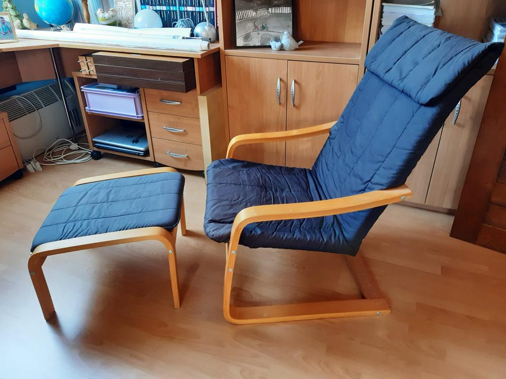 Loungestoel met bankje, Moins de 75 cm, Enlèvement, Utilisé, 50 à 75 cm