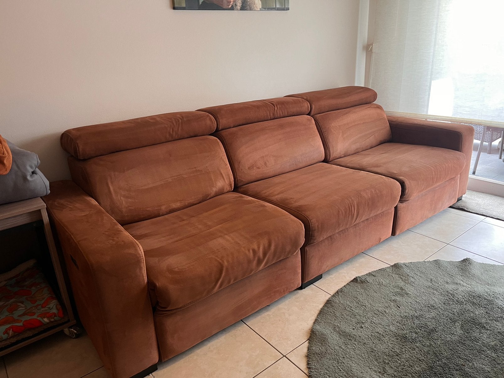 3,5 zit zetel met 2 relax functies, Ophalen, Gebruikt, Stof