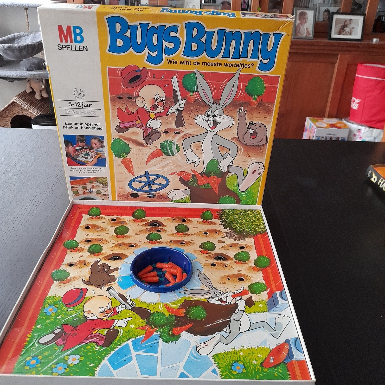 Vintage MB spel Bugs Bunny "Wie wint de meeste wortels", Ophalen of Verzenden