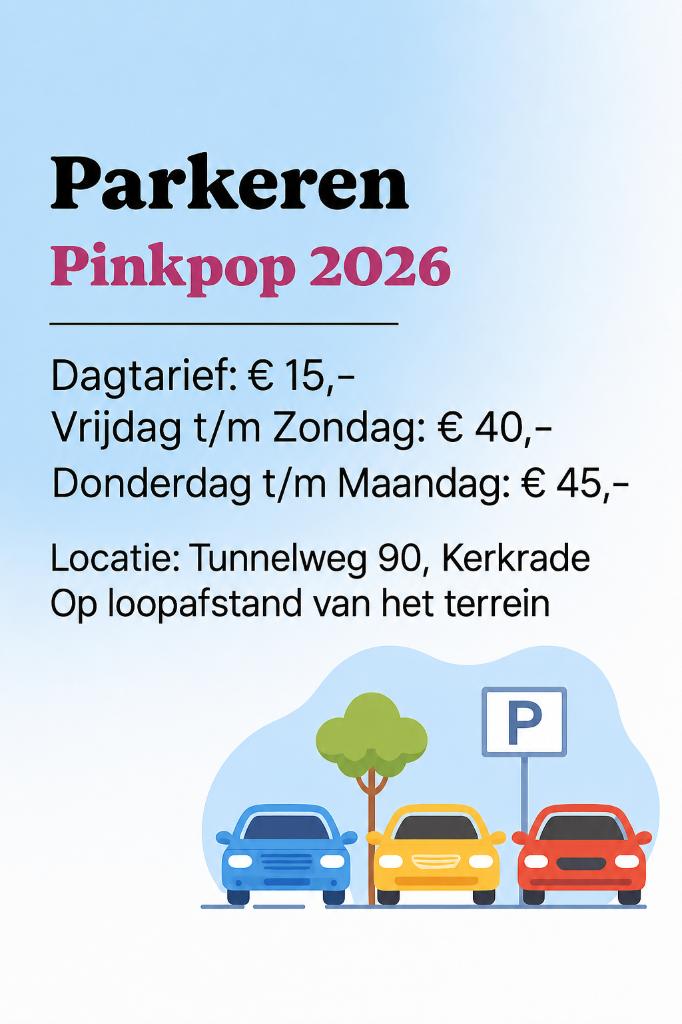 Parkeren Pinkpop 2026, Tickets en Kaartjes, Evenementen en Festivals