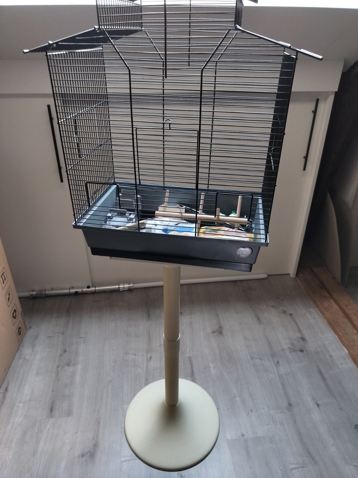 vogelkooi voor grasparkiet met toebehoren, Ophalen, Gebruikt, Kunststof, Vogelkooi