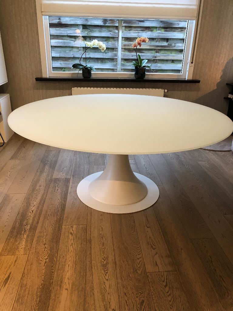 Ronde witte eettafel Exterioo 180cm, Huis en Inrichting, Tafels | Eettafels, Ophalen, Gebruikt, 150 tot 200 cm, Rond