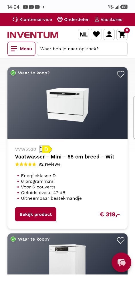 Mini vaatwasmachine in goede staat €60, Elektronische apparatuur, Ophalen, Gebruikt, Vrijstaand, Energieklasse A of zuiniger