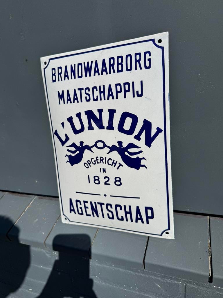 L’Union oud emaille reclamebord, Verzamelen, Ophalen of Verzenden, Gebruikt, Reclamebord