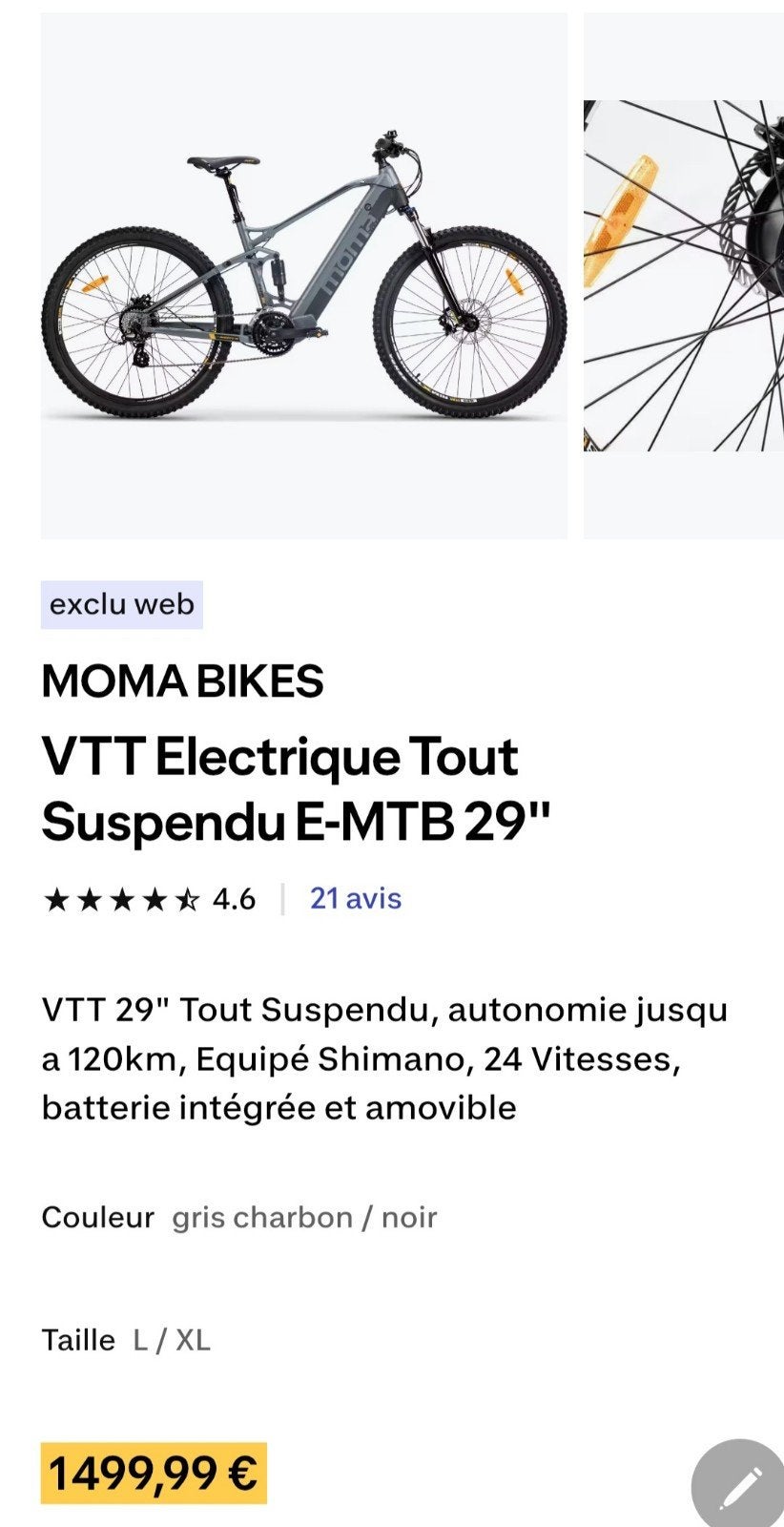 VTT électrique MOMA BIKES, Enlèvement, Comme neuf