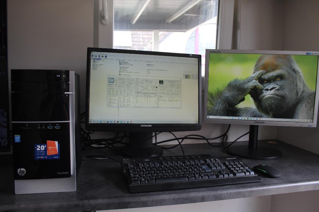 PC Bureau Complet – Intel i7 + SSD + Double écran, 8 GB, Avec moniteur, Utilisé, HDD