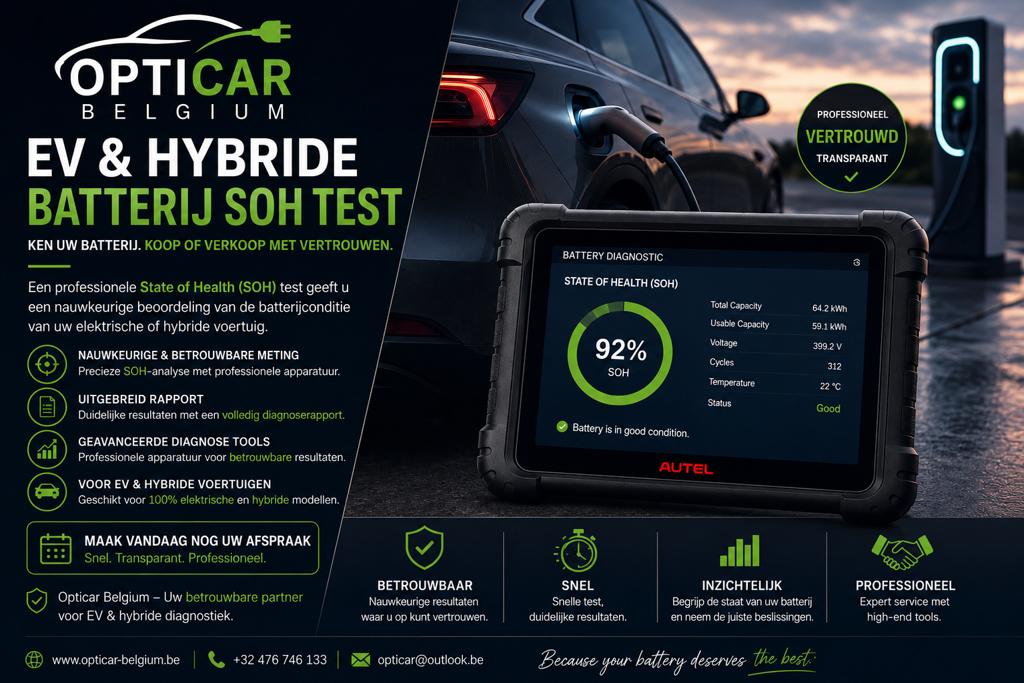 Batterij test SOH alle merken Hybride en EV met Certificaat, Adaptive Cruise Control, https://public.car-pass.be/vhr/393941ab-eda0-4642-9f33-025435be9372