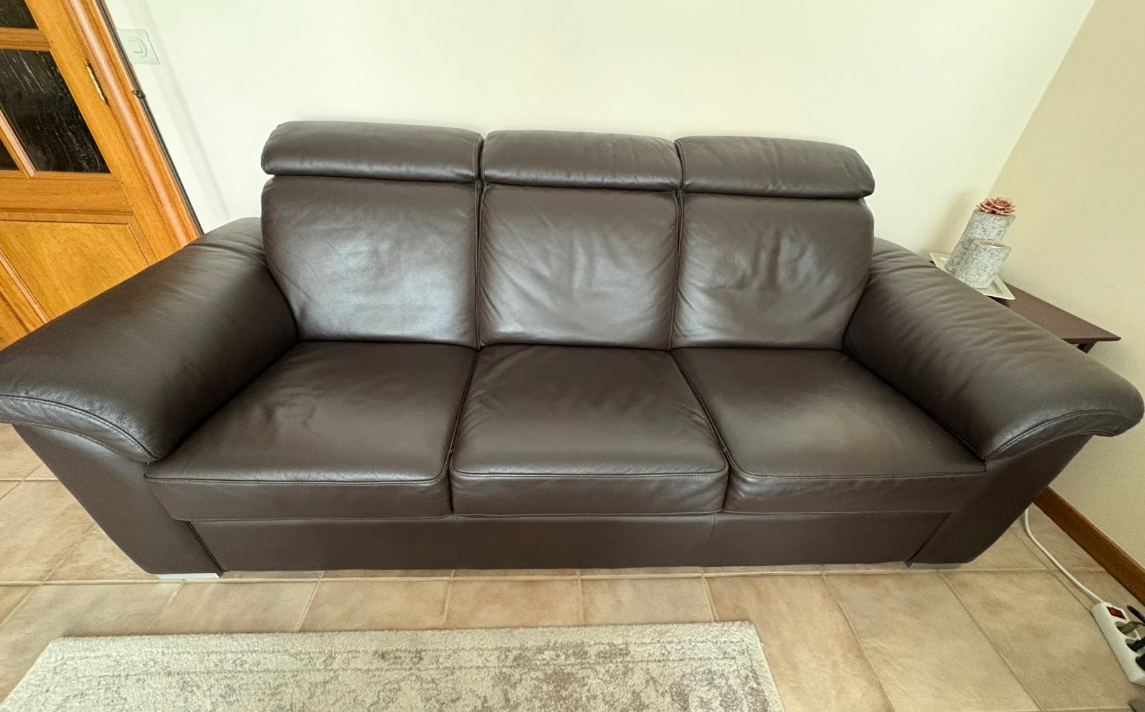 Lederen 3-zit, 200 à 250 cm, Comme neuf, Enlèvement, Cuir